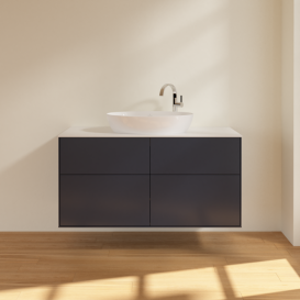 Тумба под раковину Villeroy & Boch Finion 120х50,1 см с подсветкой МДФ темно-синий матовый лак/стекло белое матовое G91100HG