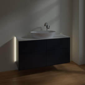 Тумба под раковину Villeroy & Boch Finion 120х50,1 см с подсветкой МДФ темно-синий матовый лак/стекло белое матовое G91100HG