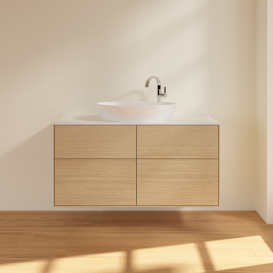 Тумба под раковину Villeroy & Boch Finion 120х50,1 см с подсветкой МДФ шпон дуба/стекло белое матовое G91100PC