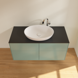 Тумба під раковину Villeroy & Boch Finion 120х50,1 см із підсвічуванням МДФ оливковий матовий лак/скло чорне матове G91200GM