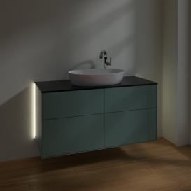 Тумба під раковину Villeroy & Boch Finion 120х50,1 см із підсвічуванням МДФ оливковий матовий лак/скло чорне матове G91200GM