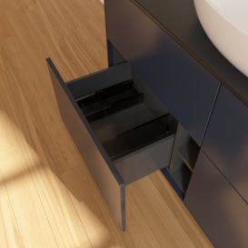 Тумба под раковину Villeroy & Boch Finion 120х50,1 см с подсветкой МДФ темно-синий матовый лак/стекло черное матовое G91200HG