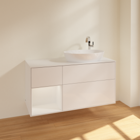 Тумба под раковину Villeroy & Boch Finion 120х50,1 см с подсветкой МДФ глянцевый белый лак/стекло белое матовое F921GFGF