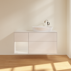 Тумба под раковину Villeroy & Boch Finion 120х50,1 см с подсветкой МДФ глянцевый белый лак/стекло белое матовое F921GFGF