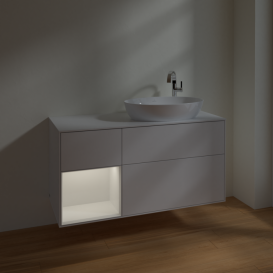 Тумба под раковину Villeroy & Boch Finion 120х50,1 см с подсветкой МДФ глянцевый белый лак/стекло белое матовое F921GFGF