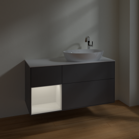 Тумба под раковину Villeroy & Boch Finion 120х50,1 см с подсветкой МДФ антрацит матовый лак/стекло белое матовое F921GFGK