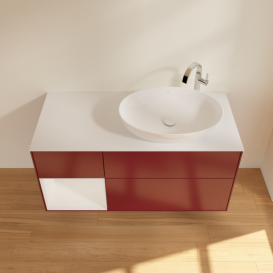 Тумба под раковину Villeroy & Boch Finion 120х50,1 см с подсветкой МДФ пион матовый лак/стекло белое матовое F921GFHB