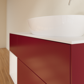 Тумба под раковину Villeroy & Boch Finion 120х50,1 см с подсветкой МДФ пион матовый лак/стекло белое матовое F921GFHB