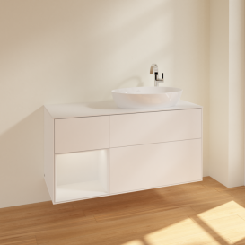 Тумба под раковину Villeroy & Boch Finion 120х50,1 см с подсветкой МДФ белый матовый лак/стекло белое матовое F921GFMT