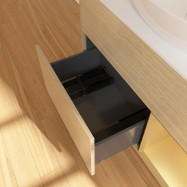 Тумба под раковину Villeroy & Boch Finion 100х50,1 см с подсветкой МДФ шпон дуба/стекло белое матовое F901HFPC