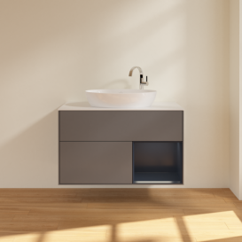 Тумба под раковину Villeroy & Boch Finion 100х50,1 см с подсветкой МДФ антрацит матовый лак/стекло белое матовое F901HGGK