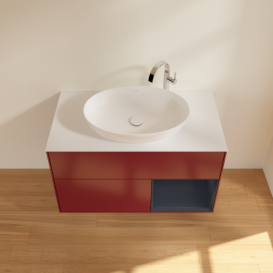 Тумба под раковину Villeroy & Boch Finion 100х50,1 см с подсветкой МДФ пион матовый лак/стекло белое матовое F901HGHB