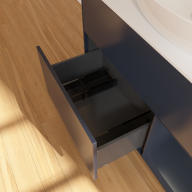 Тумба под раковину Villeroy & Boch Finion 100х50,1 см с подсветкой МДФ темно-синий матовый лак/стекло белое матовое F901HGHG