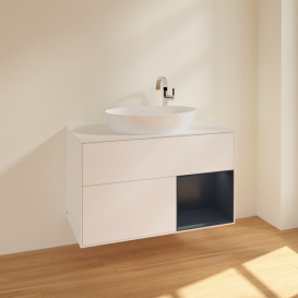 Тумба под раковину Villeroy & Boch Finion 100х50,1 см с подсветкой МДФ белый матовый лак/стекло белое матовое F901HGMT