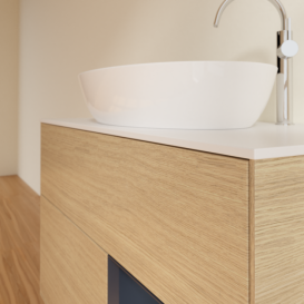 Тумба под раковину Villeroy & Boch Finion 100х50,1 см с подсветкой МДФ шпон дуба/стекло белое матовое F901HGPC