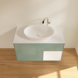 Тумба под раковину Villeroy & Boch Finion 100х50,1 см с подсветкой МДФ оливковый матовый лак/стекло белое матовое F901MTGM