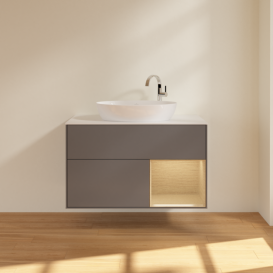 Тумба под раковину Villeroy & Boch Finion 100х50,1 см с подсветкой МДФ антрацит матовый лак/стекло белое матовое F901PCGK