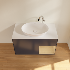 Тумба под раковину Villeroy & Boch Finion 100х50,1 см с подсветкой МДФ темно-синий матовый лак/стекло белое матовое F901PCHG