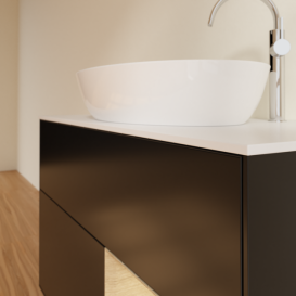 Тумба под раковину Villeroy & Boch Finion 100х50,1 см с подсветкой МДФ черный матовый лак/стекло белое матовое F901PCPD