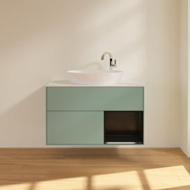 Тумба под раковину Villeroy & Boch Finion 100х50,1 см с подсветкой МДФ оливковый матовый лак/стекло белое матовое F901PDGM