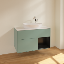 Тумба под раковину Villeroy & Boch Finion 100х50,1 см с подсветкой МДФ оливковый матовый лак/стекло белое матовое F901PDGM