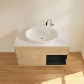 Тумба под раковину Villeroy & Boch Finion 100х50,1 см с подсветкой МДФ шпон дуба/стекло белое матовое F901PDPC