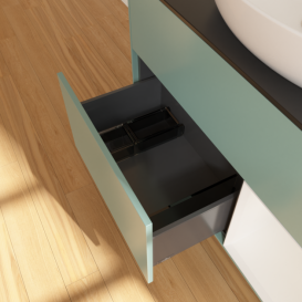 Тумба под раковину Villeroy & Boch Finion 100х50,1 см с подсветкой МДФ оливковый матовый лак/стекло черное матовое F902GFGM