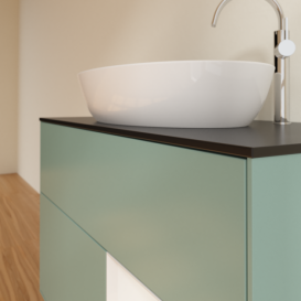 Тумба под раковину Villeroy & Boch Finion 100х50,1 см с подсветкой МДФ оливковый матовый лак/стекло черное матовое F902GFGM