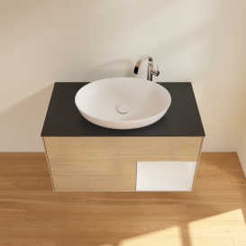 Тумба под раковину Villeroy & Boch Finion 100х50,1 см с подсветкой МДФ шпон дуба/стекло черное матовое F902GFPC