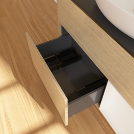 Тумба под раковину Villeroy & Boch Finion 100х50,1 см с подсветкой МДФ шпон дуба/стекло черное матовое F902GFPC