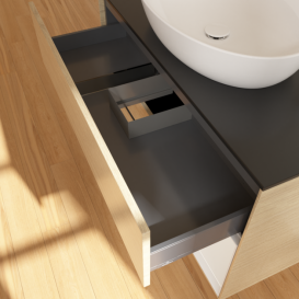 Тумба под раковину Villeroy & Boch Finion 100х50,1 см с подсветкой МДФ шпон дуба/стекло черное матовое F902GFPC