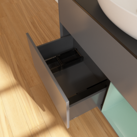 Тумба под раковину Villeroy & Boch Finion 100х50,1 см с подсветкой МДФ антрацит матовый лак/стекло черное матовое F902GMGK