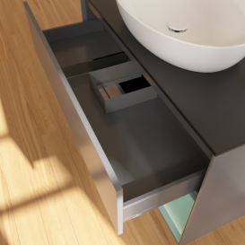 Тумба под раковину Villeroy & Boch Finion 100х50,1 см с подсветкой МДФ антрацит матовый лак/стекло черное матовое F902GMGK