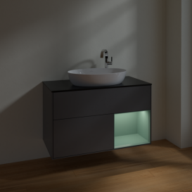 Тумба под раковину Villeroy & Boch Finion 100х50,1 см с подсветкой МДФ антрацит матовый лак/стекло черное матовое F902GMGK