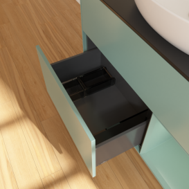 Тумба под раковину Villeroy & Boch Finion 100х50,1 см с подсветкой МДФ оливковый матовый лак/стекло черное матовое F902GMGM