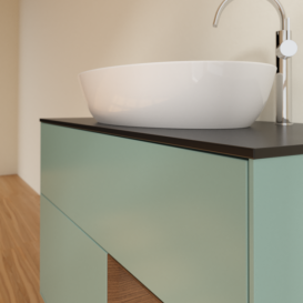 Тумба под раковину Villeroy & Boch Finion 100х50,1 см с подсветкой МДФ оливковый матовый лак/стекло черное матовое F902GNGM