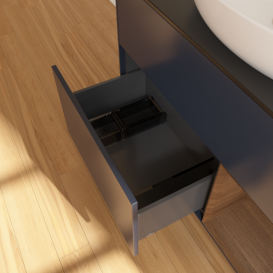 Тумба под раковину Villeroy & Boch Finion 100х50,1 см с подсветкой МДФ темно-синий матовый лак/стекло черное матовое F902GNHG