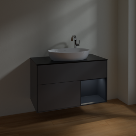 Тумба под раковину Villeroy & Boch Finion 100х50,1 см с подсветкой МДФ антрацит матовый лак/стекло черное матовое F902HGGK