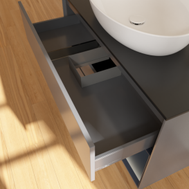 Тумба под раковину Villeroy & Boch Finion 100х50,1 см с подсветкой МДФ антрацит матовый лак/стекло черное матовое F902HGGK