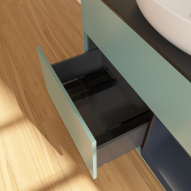 Тумба под раковину Villeroy & Boch Finion 100х50,1 см с подсветкой МДФ оливковый матовый лак/стекло черное матовое F902HGGM