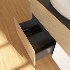 Тумба под раковину Villeroy & Boch Finion 100х50,1 см с подсветкой МДФ шпон дуба/стекло черное матовое F902MTPC