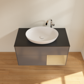 Тумба под раковину Villeroy & Boch Finion 100х50,1 см с подсветкой МДФ антрацит матовый лак/стекло черное матовое F902PCGK