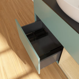 Тумба под раковину Villeroy & Boch Finion 100х50,1 см с подсветкой МДФ оливковый матовый лак/стекло черное матовое F902PCGM