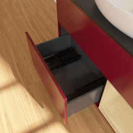 Тумба под раковину Villeroy & Boch Finion 100х50,1 см с подсветкой МДФ пион матовый лак/стекло черное матовое F902PCHB