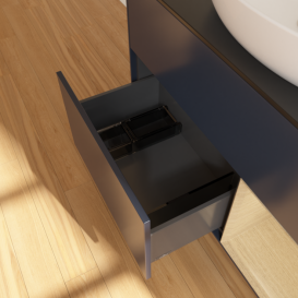 Тумба под раковину Villeroy & Boch Finion 100х50,1 см с подсветкой МДФ темно-синий матовый лак/стекло черное матовое F902PCHG