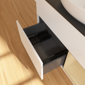 Тумба под раковину Villeroy & Boch Finion 100х50,1 см с подсветкой МДФ белый матовый лак/стекло черное матовое F902PCMT