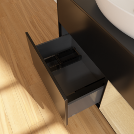 Тумба под раковину Villeroy & Boch Finion 100х50,1 см с подсветкой МДФ черный матовый лак/стекло черное матовое F902PCPD