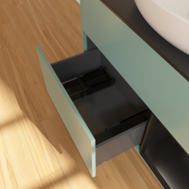 Тумба под раковину Villeroy & Boch Finion 100х50,1 см с подсветкой МДФ оливковый матовый лак/стекло черное матовое F902PDGM