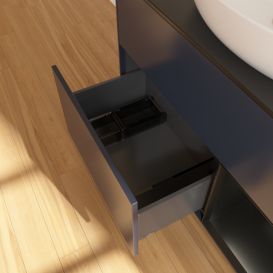 Тумба под раковину Villeroy & Boch Finion 100х50,1 см с подсветкой МДФ темно-синий матовый лак/стекло черное матовое F902PDHG