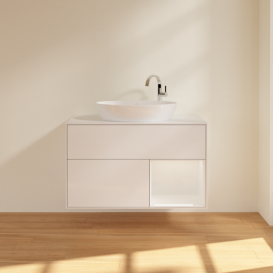 Тумба под раковину Villeroy & Boch Finion 100х50,1 см с подсветкой МДФ глянцевый белый лак/стекло белое матовое G901GFGF